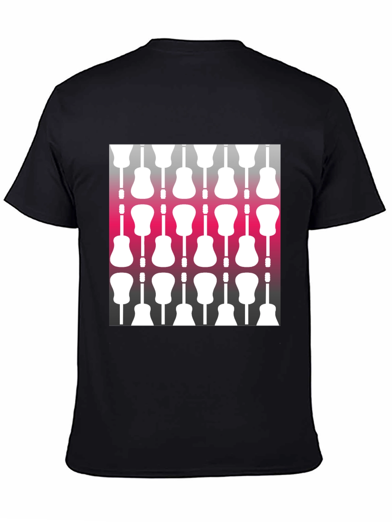 Guitar Pattern Black T-Shirt