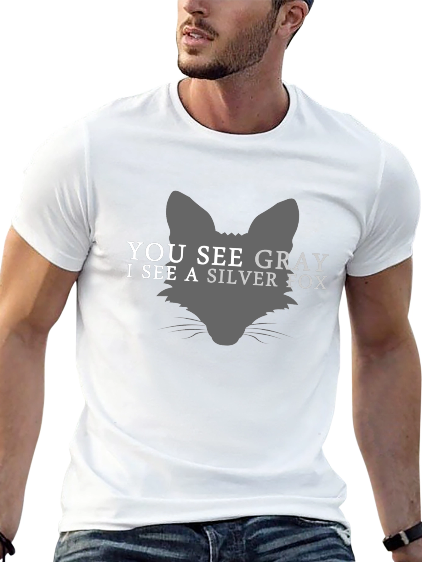 Silver Fox Graphic Tee - Mens Black Cotton T-Shirt