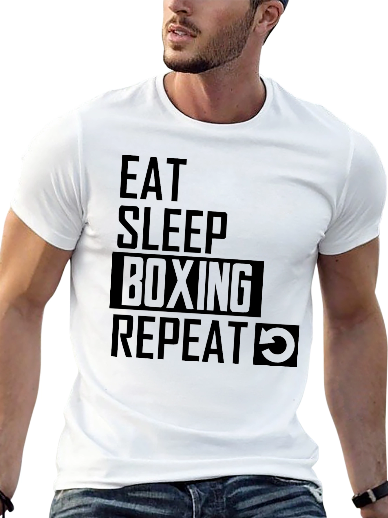 Eat Sleep Boxing Repeat Graphic Tee - Black
