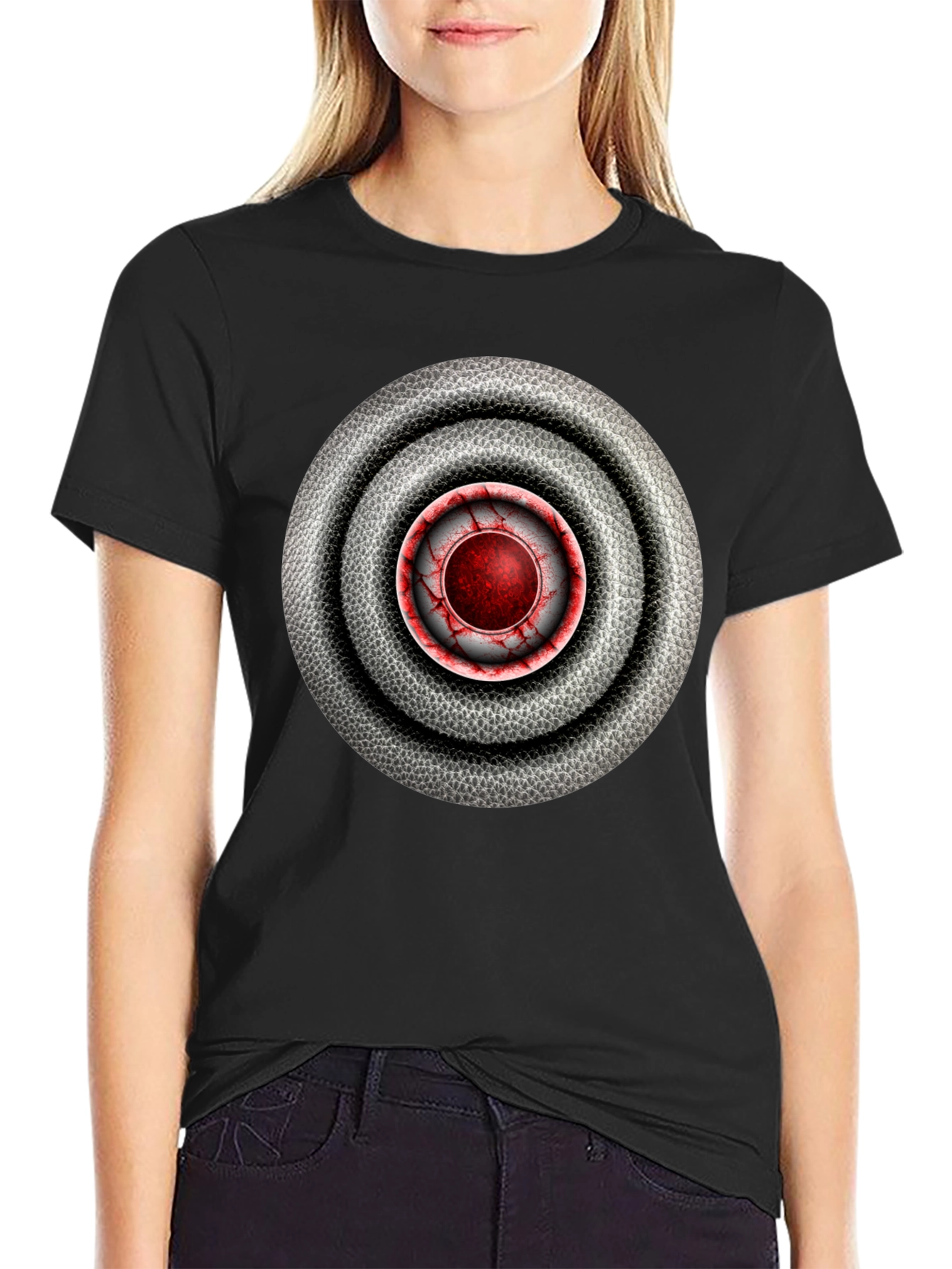 Mens Black Graphic Tee - Circular Target Design