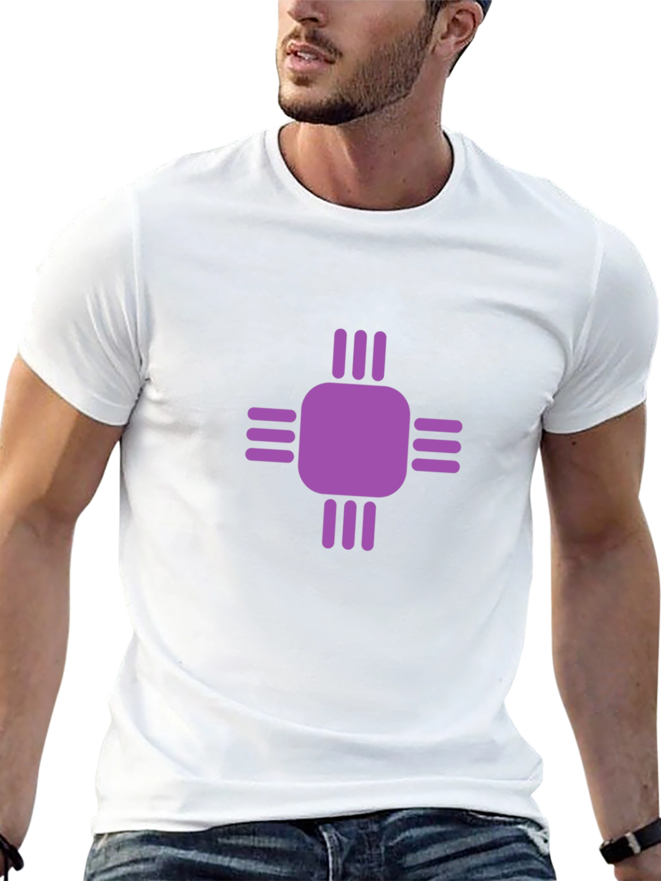 Purple Zia Symbol Black T-Shirt