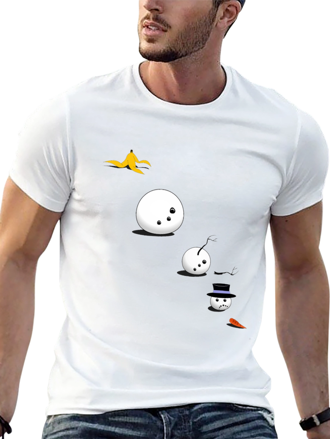 Funny Snowman T-Shirt - Black Cotton Tee