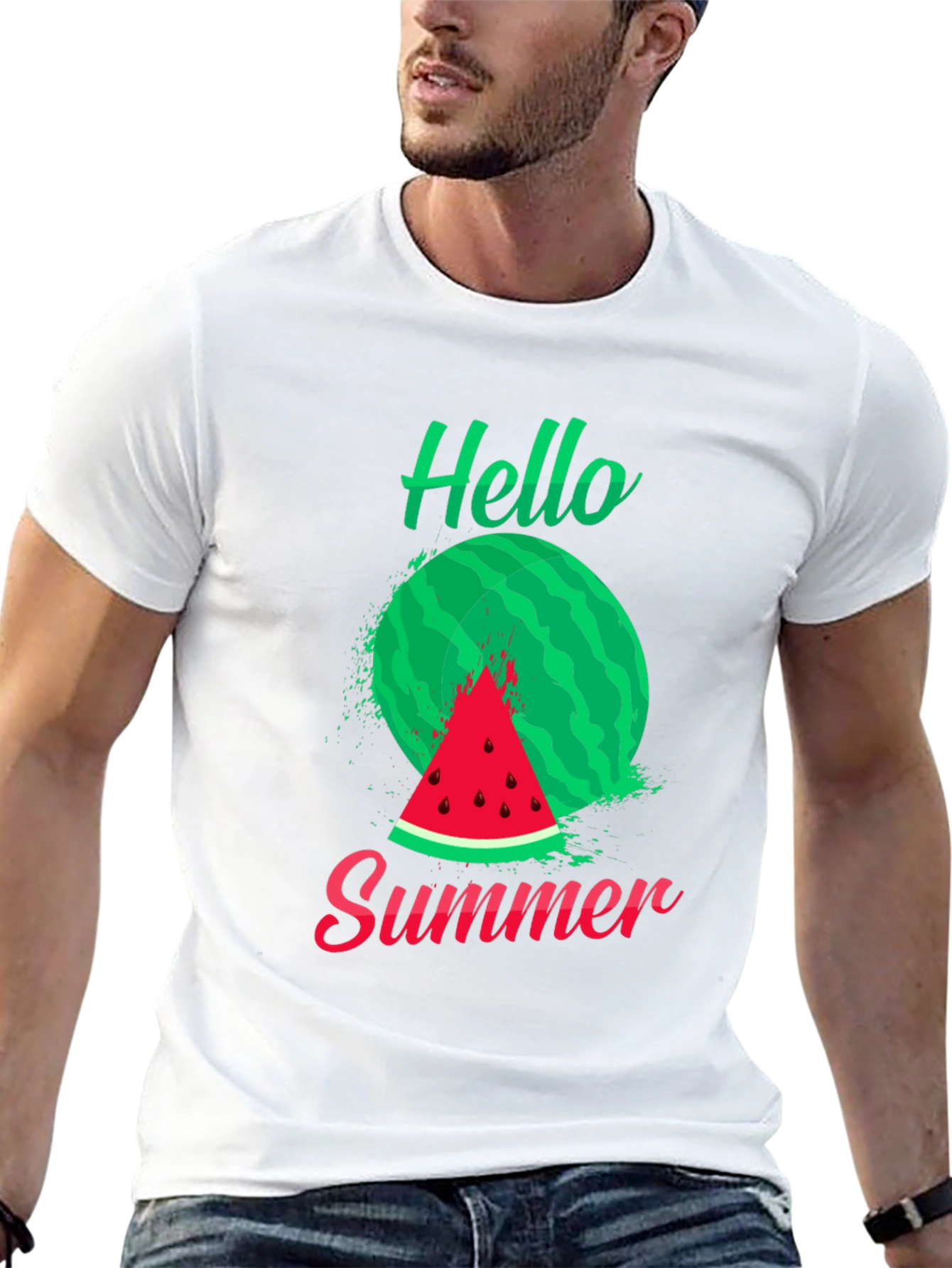 Hello Summer Watermelon Graphic T-Shirt