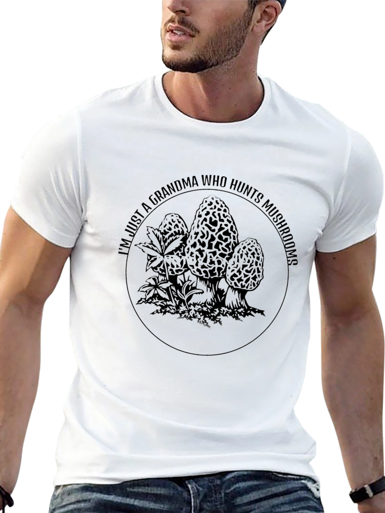 Grandma Mushroom Hunter T-Shirt - Black