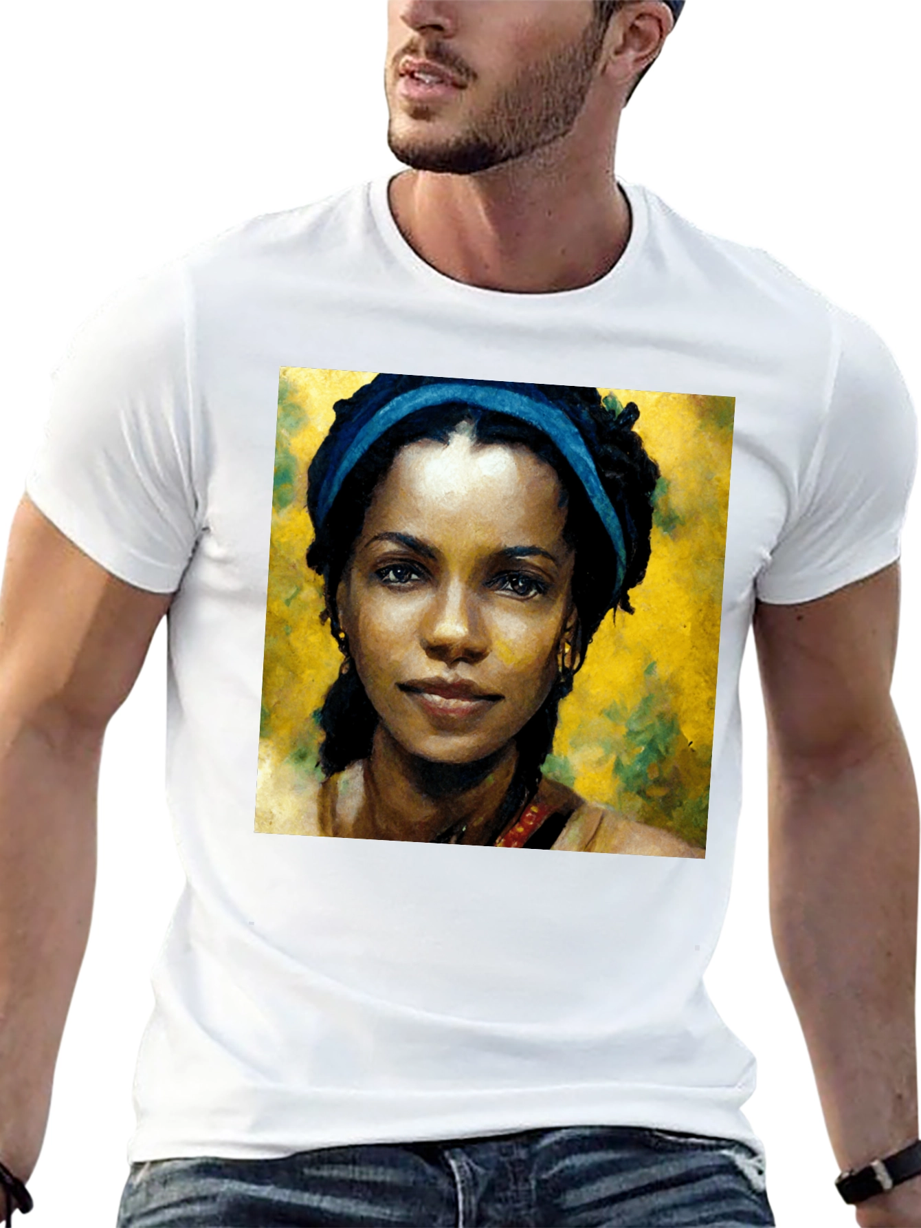 African Woman Portrait Black T-Shirt