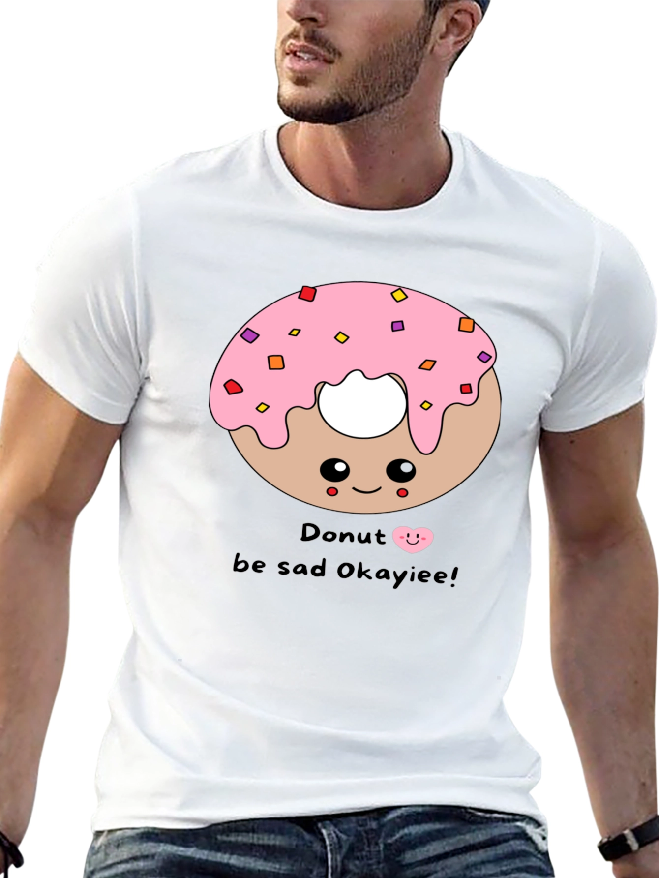 Cute Donut Graphic Black T-Shirt