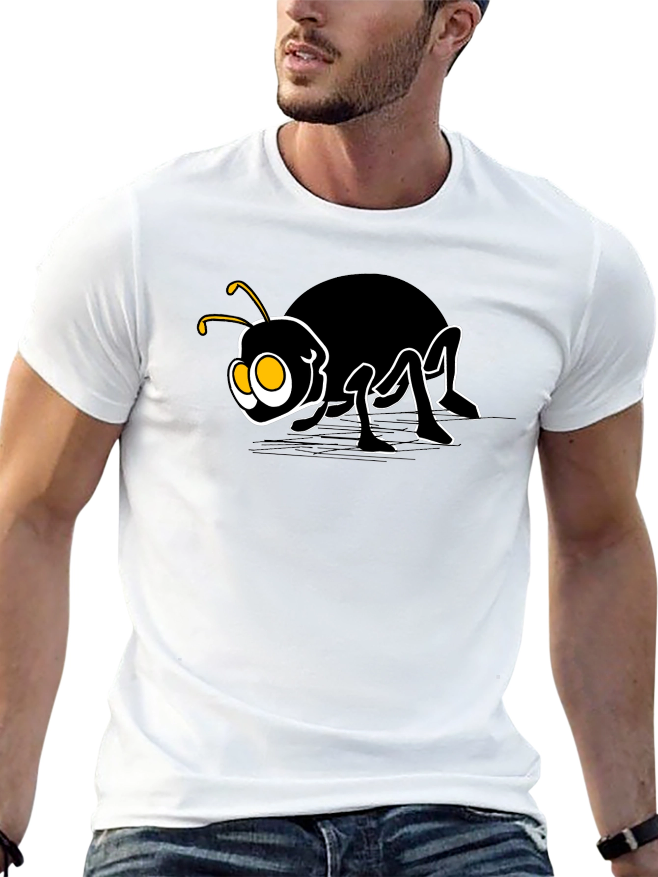 Funny Ant Graphic Black T-Shirt