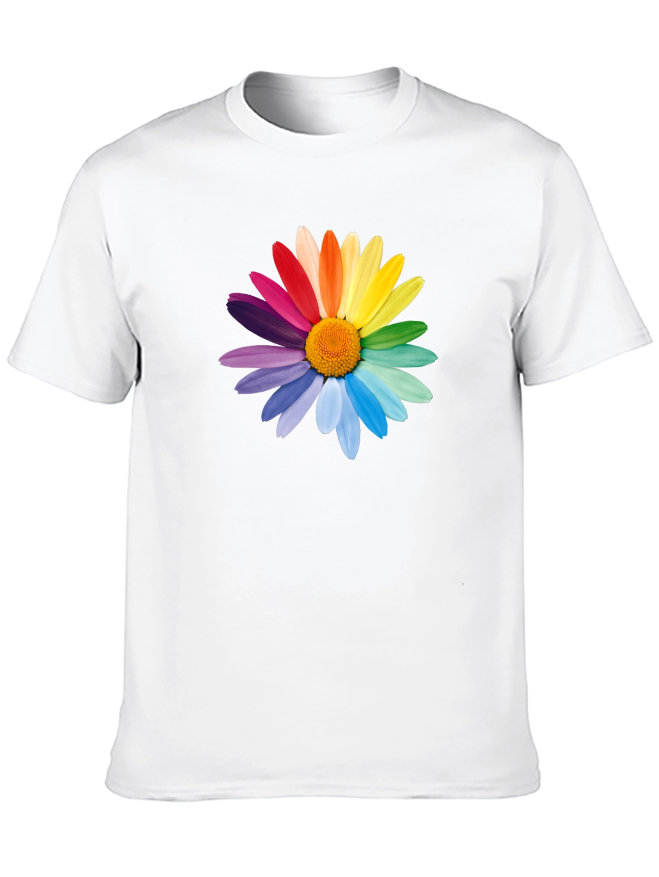 Rainbow Flower Graphic T-Shirt - Black Cotton Tee