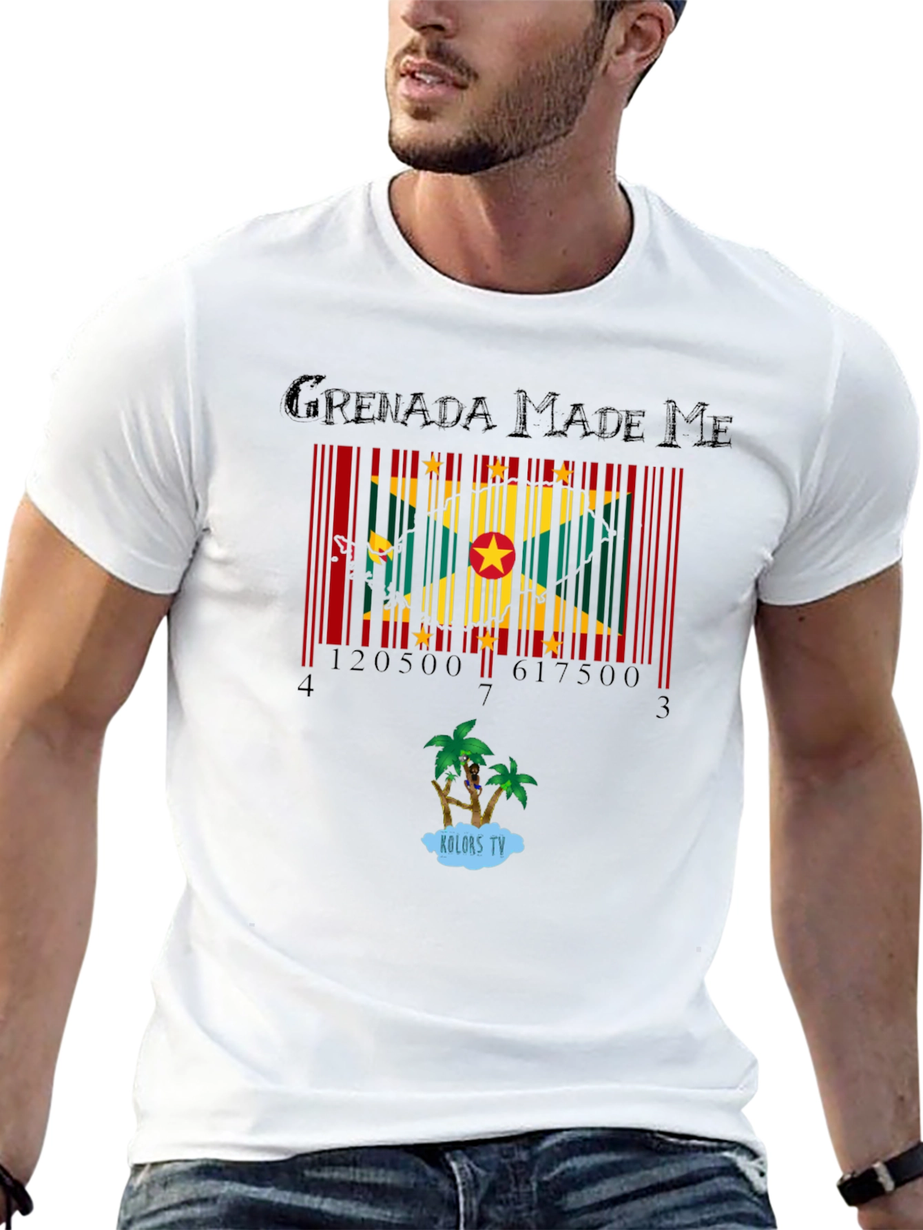 Grenada Made Me Barcode Flag Graphic Tee