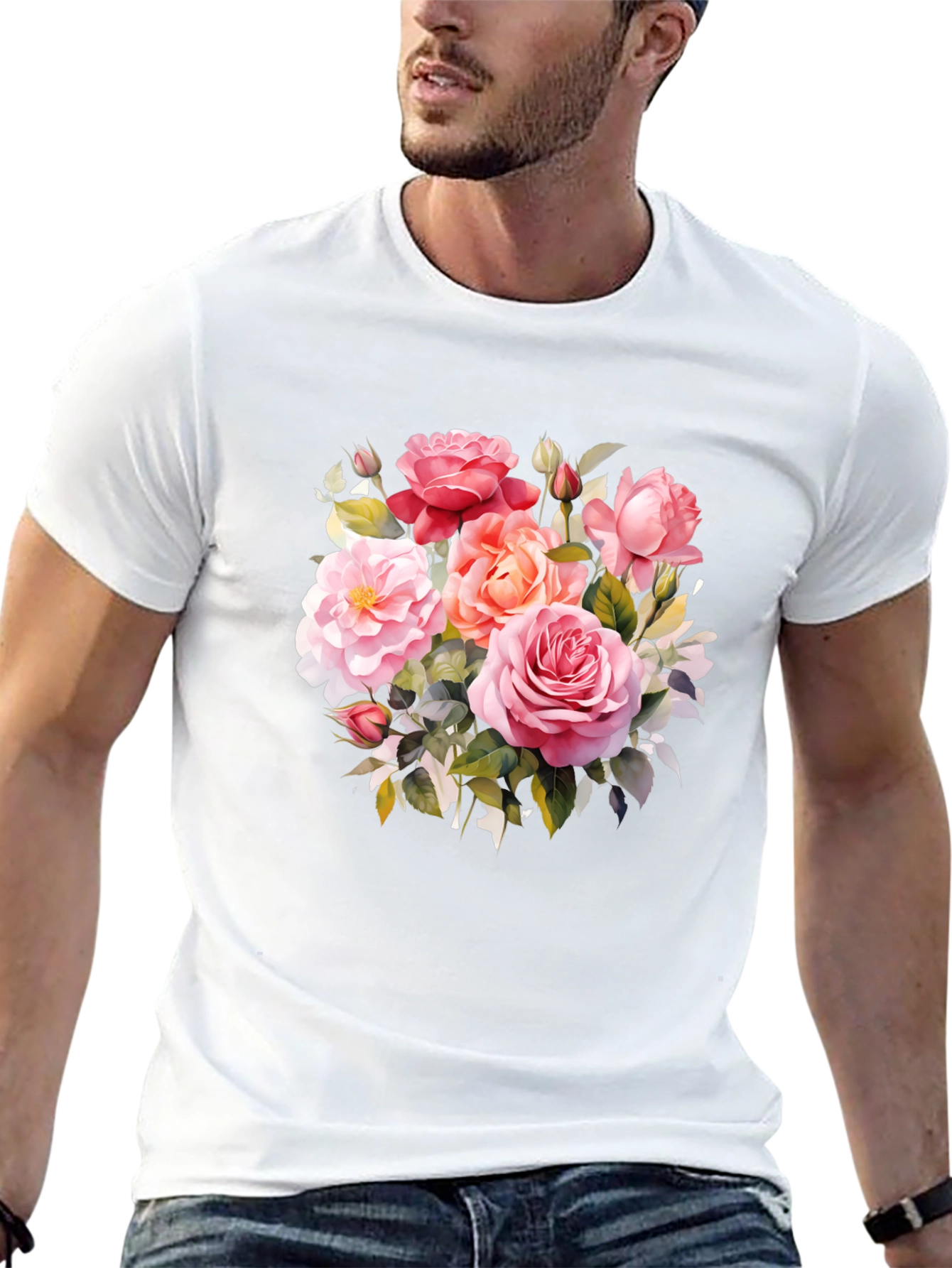 Floral Rose Graphic T-Shirt - Elegant Design