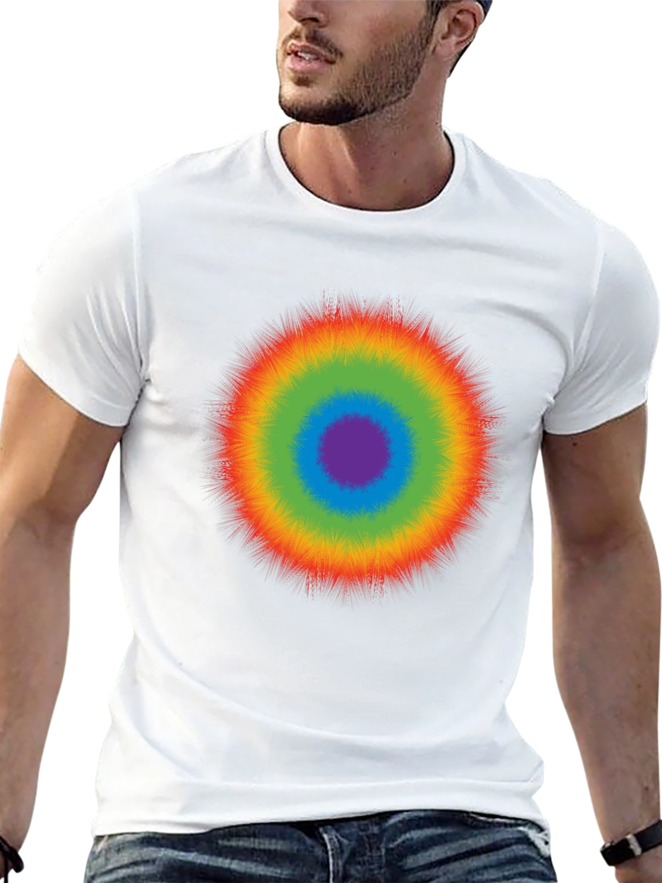 Rainbow Burst Graphic T-Shirt - Casual Cotton Tee