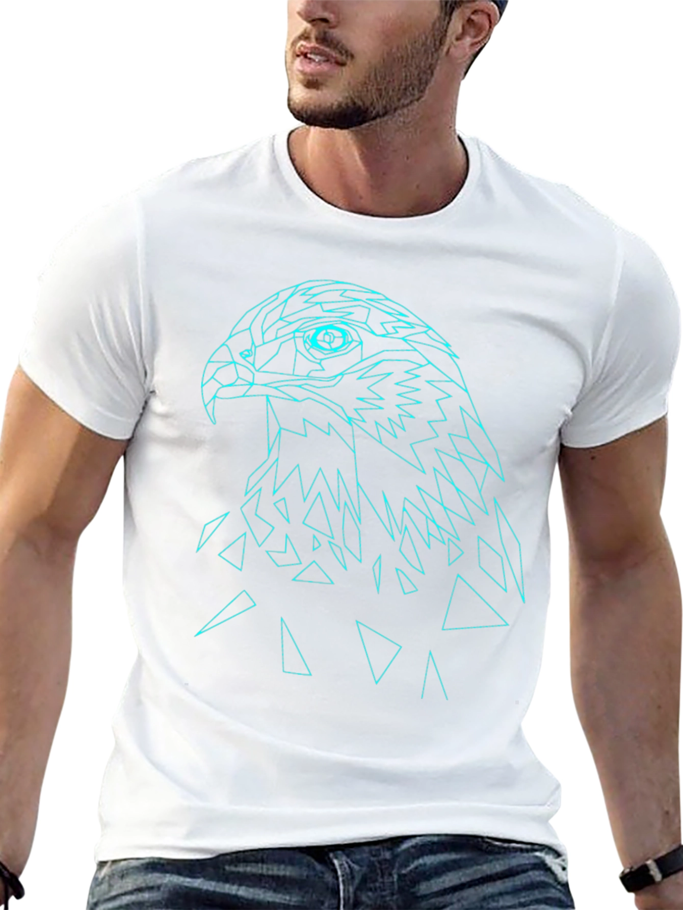 Geometric Eagle Graphic Tee - Modern Mens T-Shirt