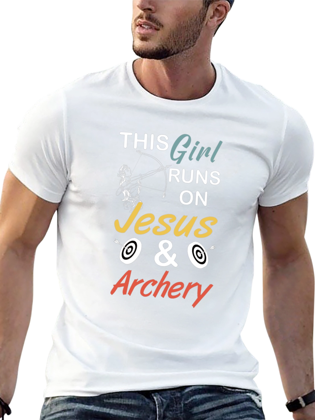 This Girl Runs On Jesus & Archery Graphic T-Shirt