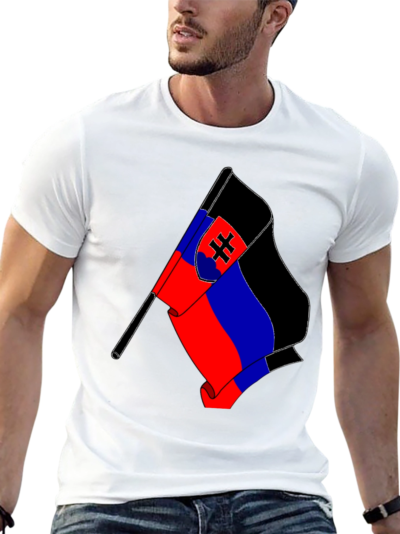 Slovakia Flag T-Shirt - Black Cotton Tee