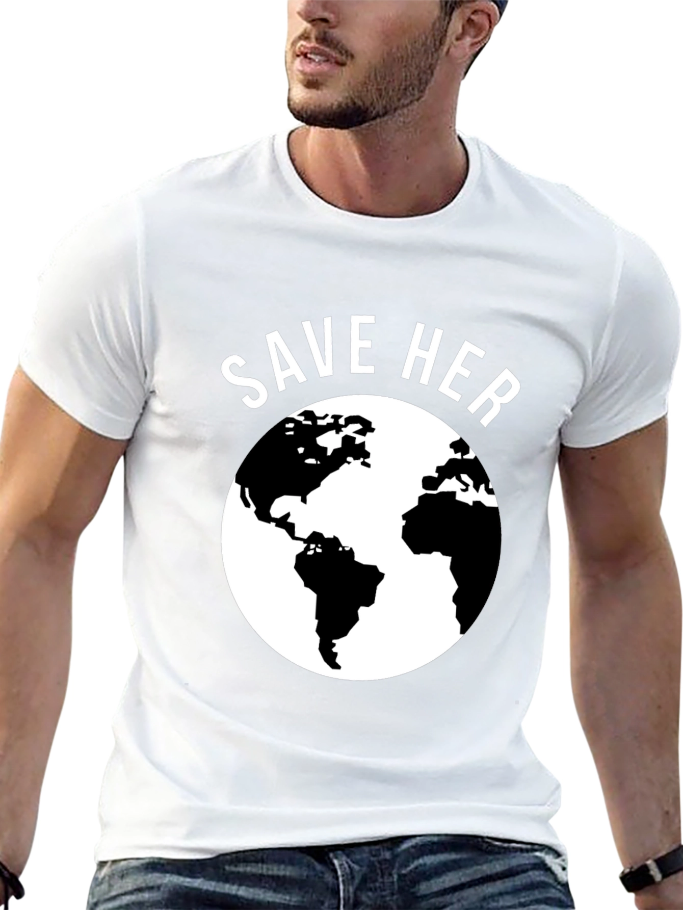 Save Her Earth Graphic Tee - Eco-Friendly Awareness Shirt