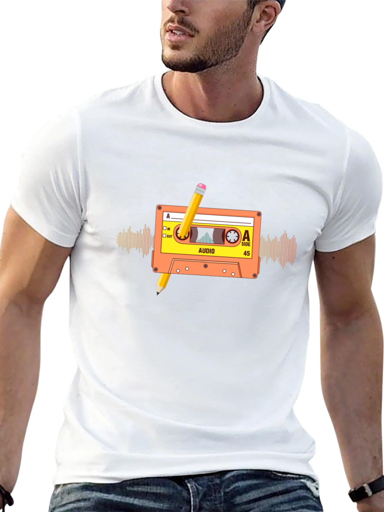 Retro Cassette Tape Pencil T-Shirt