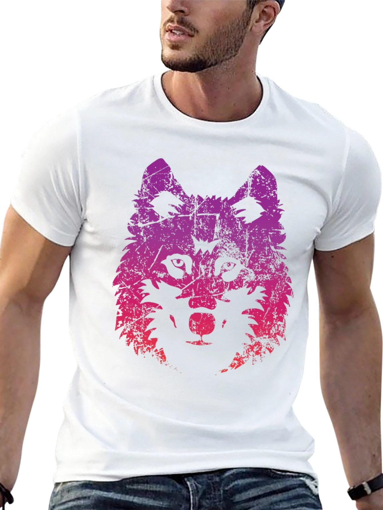 Wolf Graphic Print Tee - Trendy Black T-Shirt