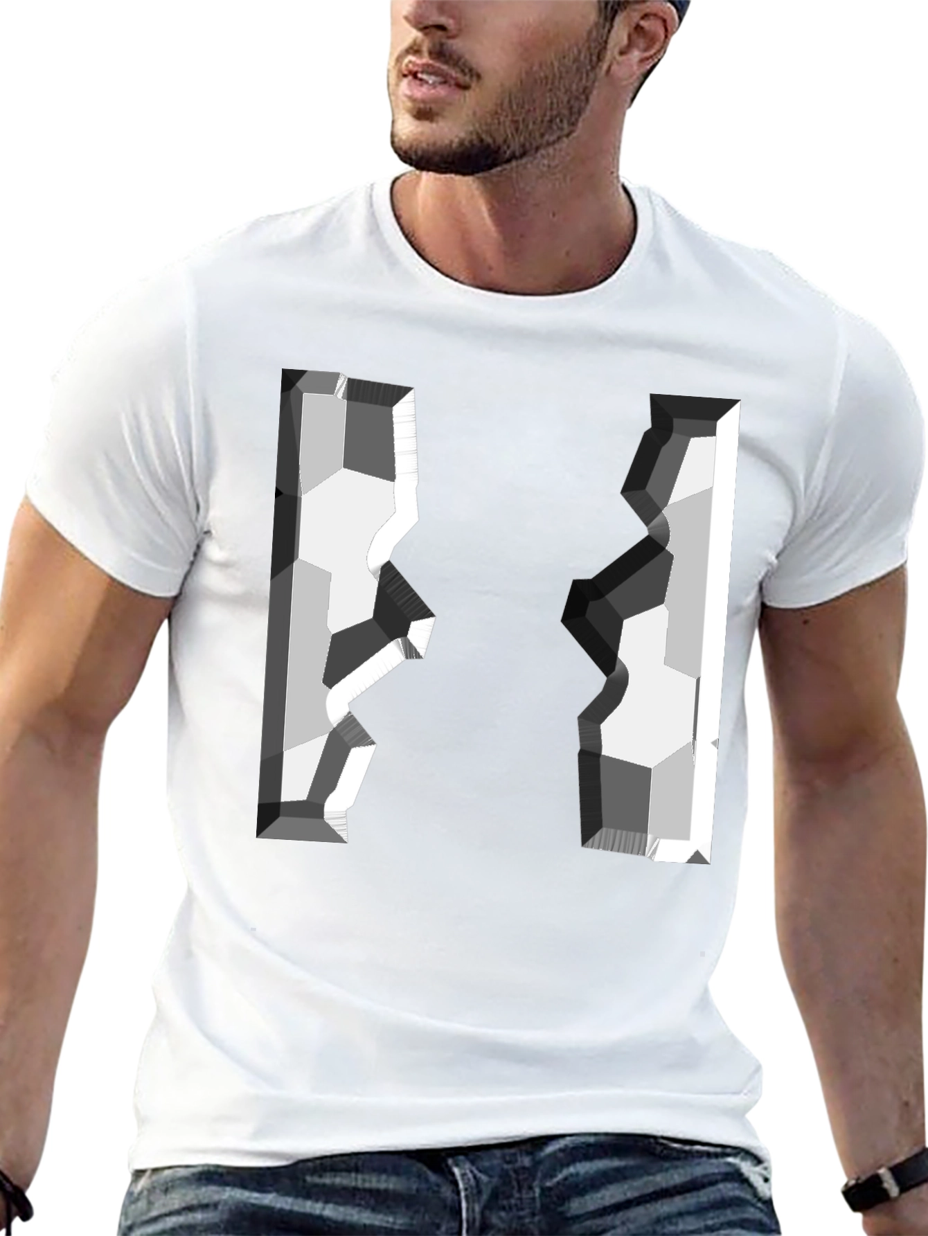Abstract Geometric Graphic Tee - Modern Style