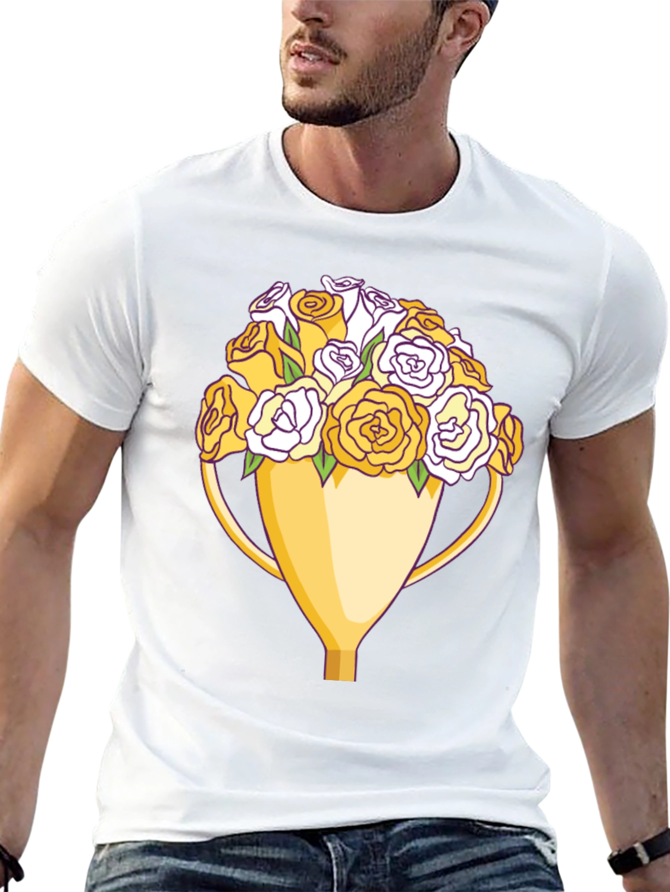 Floral Trophy Graphic Tee - Unique Design