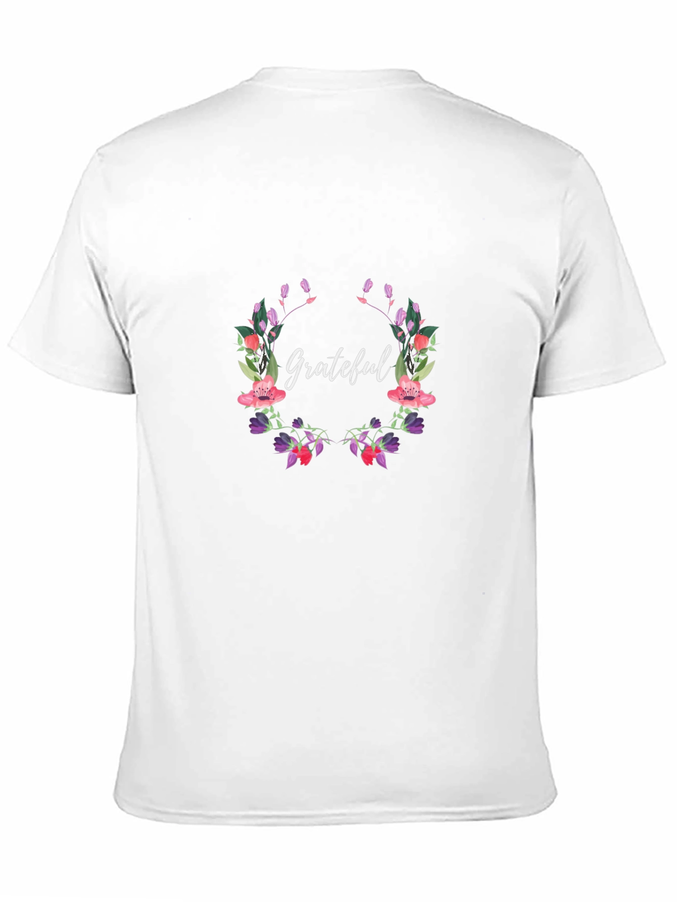 Grateful Floral Wreath Black T-Shirt