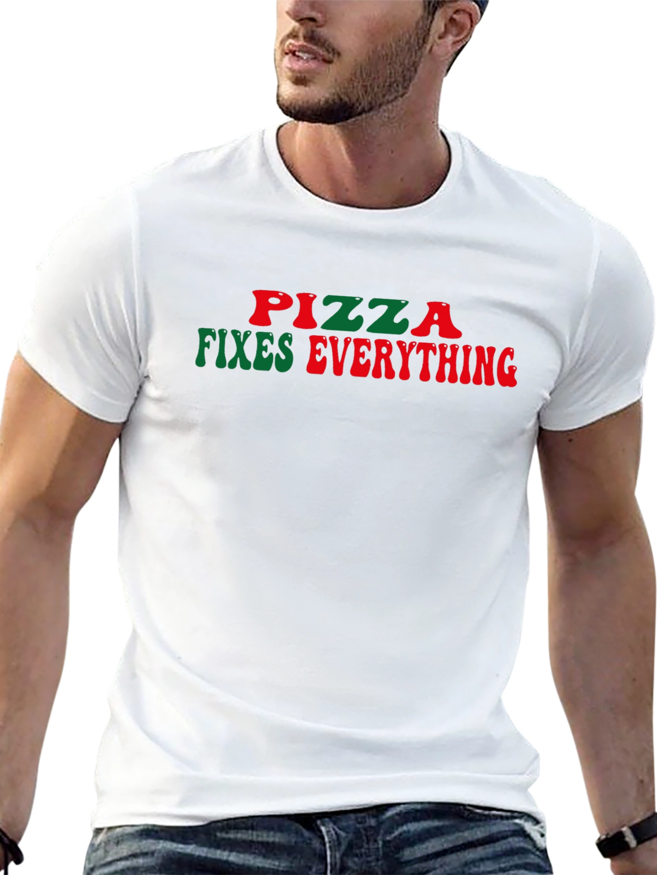 Pizza Fixes Everything Funny Graphic Tee - Black