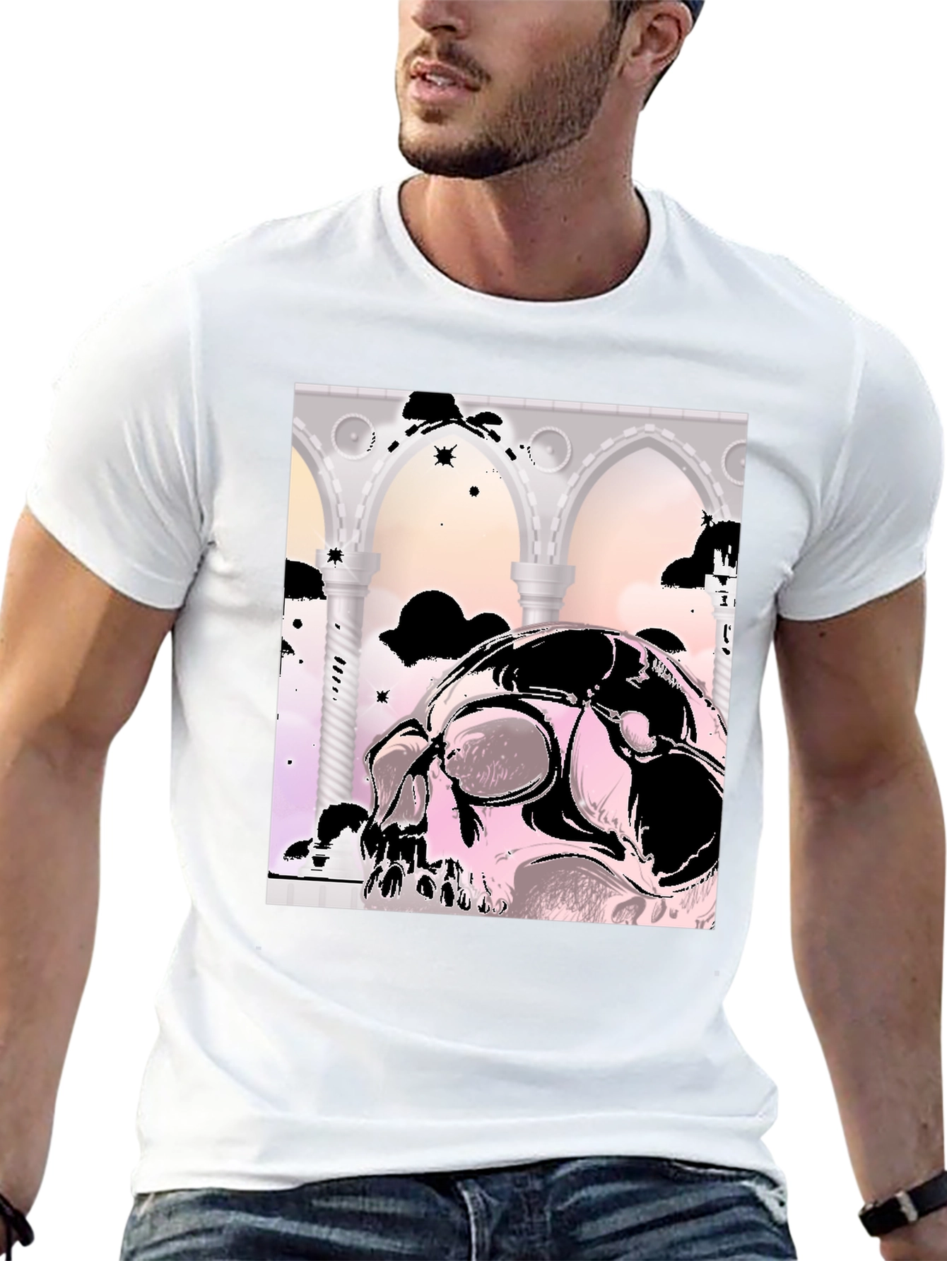 Skull & Arches Graphic Tee - Edgy Style