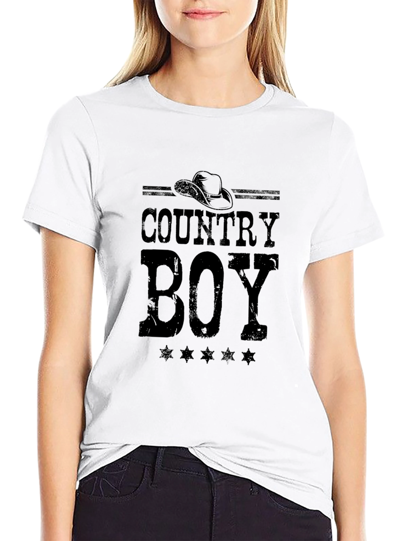 Country Boy Graphic Print Black T-Shirt