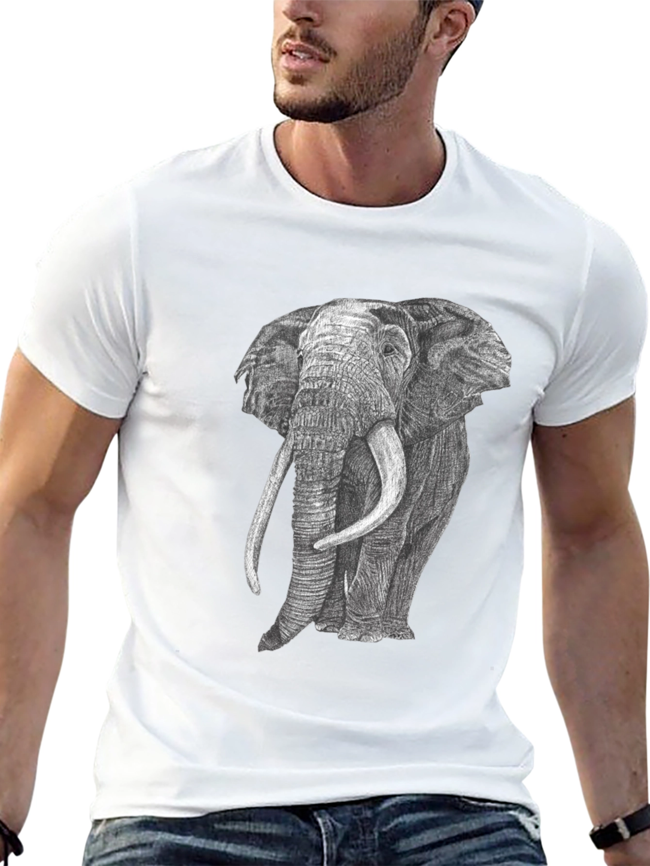 Elephant Graphic Tee - Unisex Black Cotton Shirt