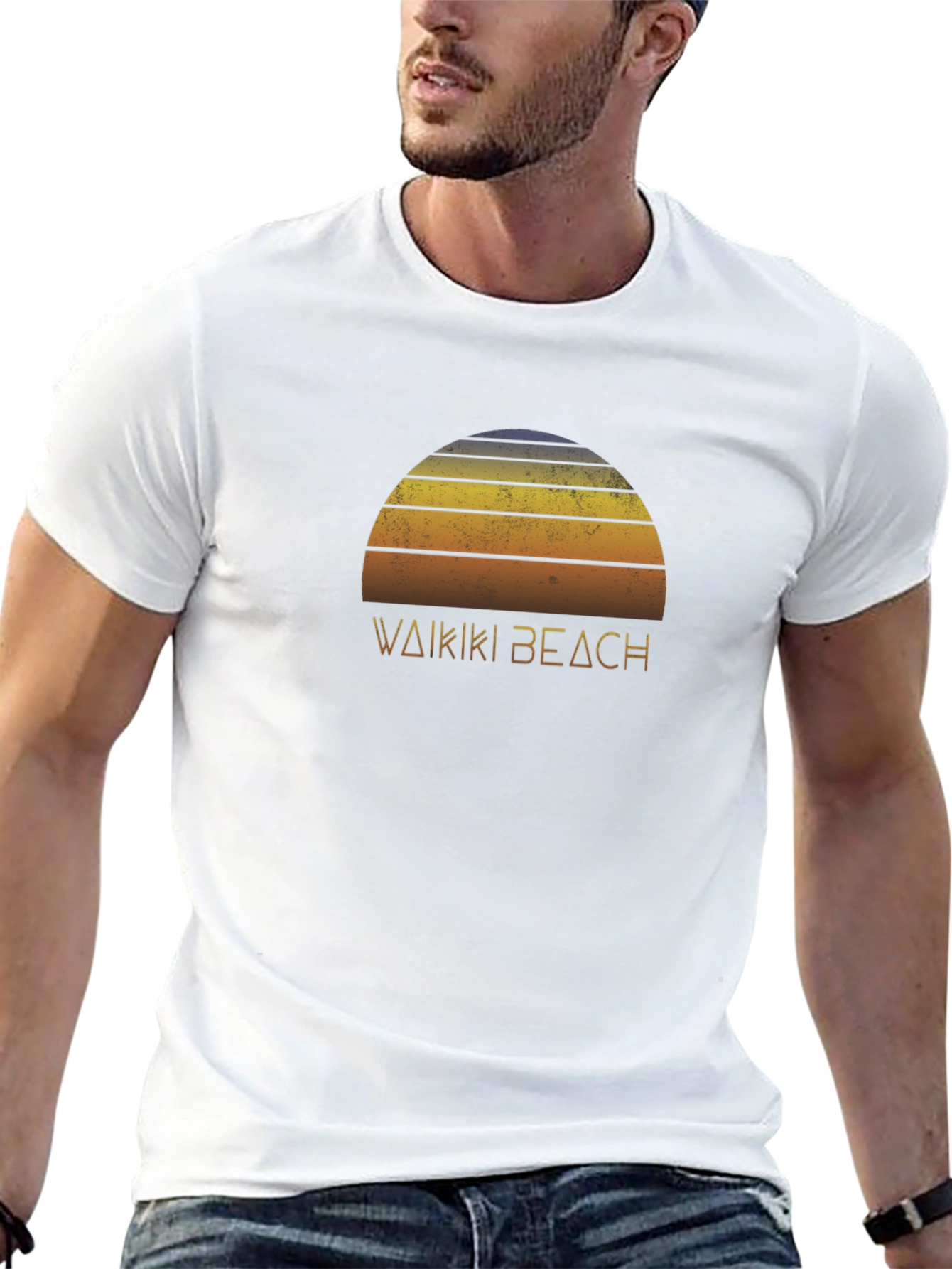 Waikiki Beach Retro Sunset T-Shirt
