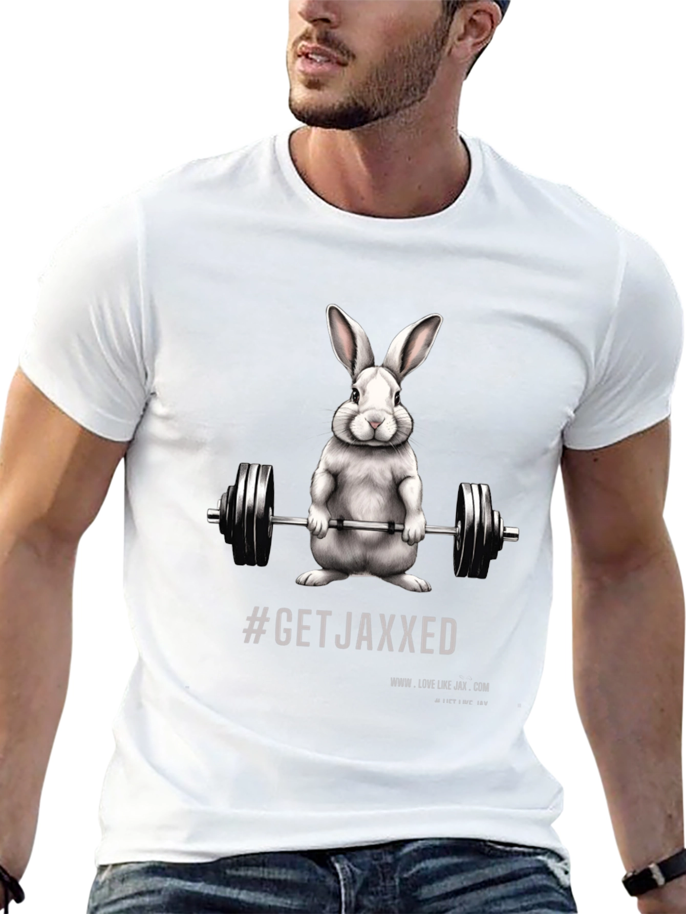 Get Jaxxed Bunny Barbell Black T-Shirt