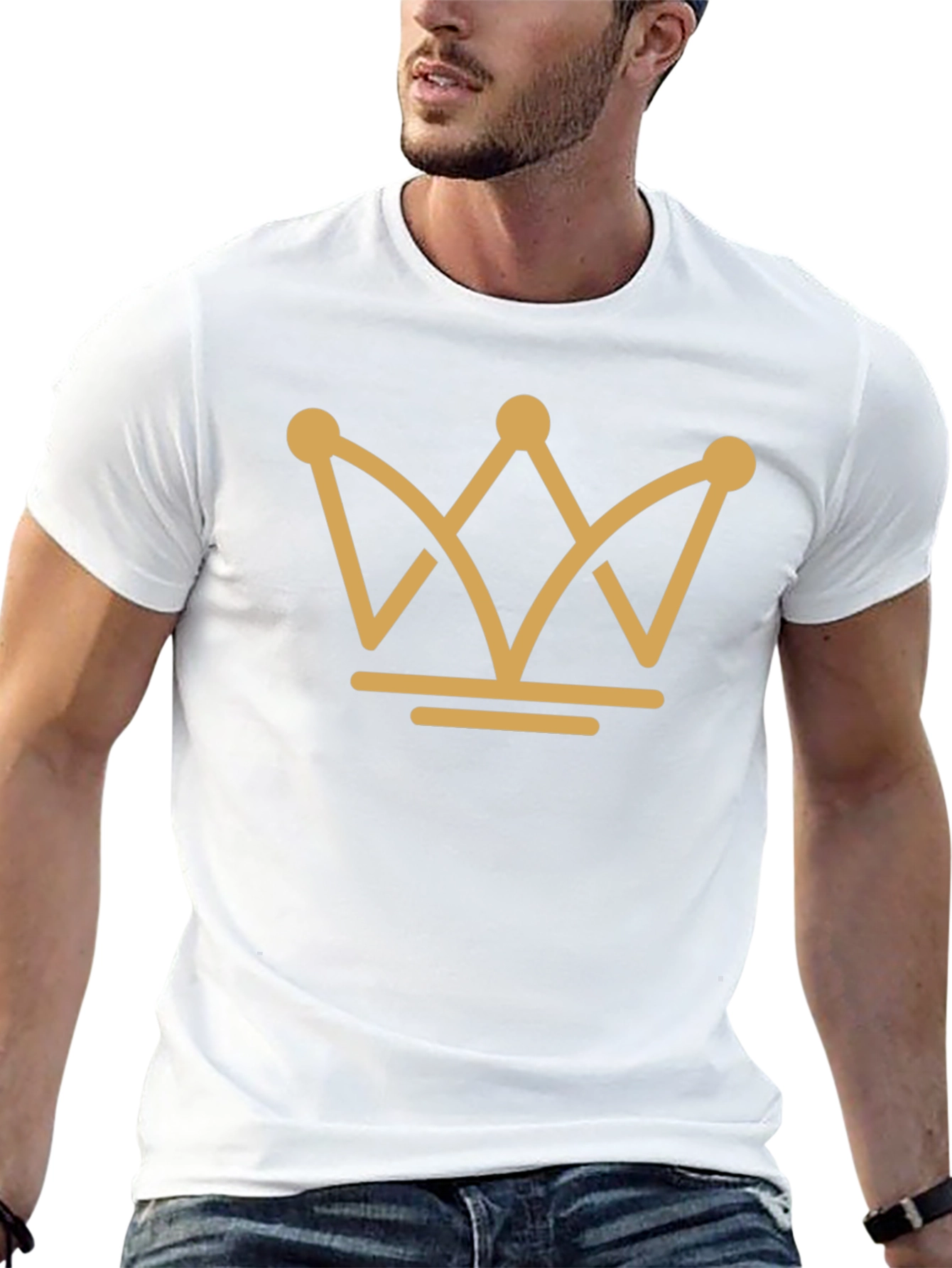 Golden Crown Graphic Tee - Black Cotton T-Shirt