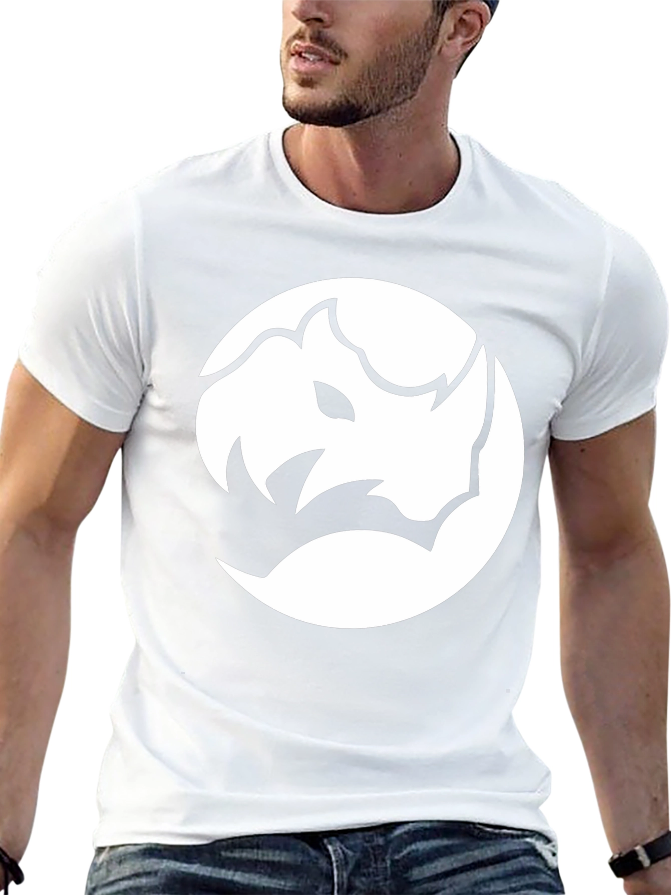 Rhino Graphic Tee - Modern Black Crew Neck Shirt