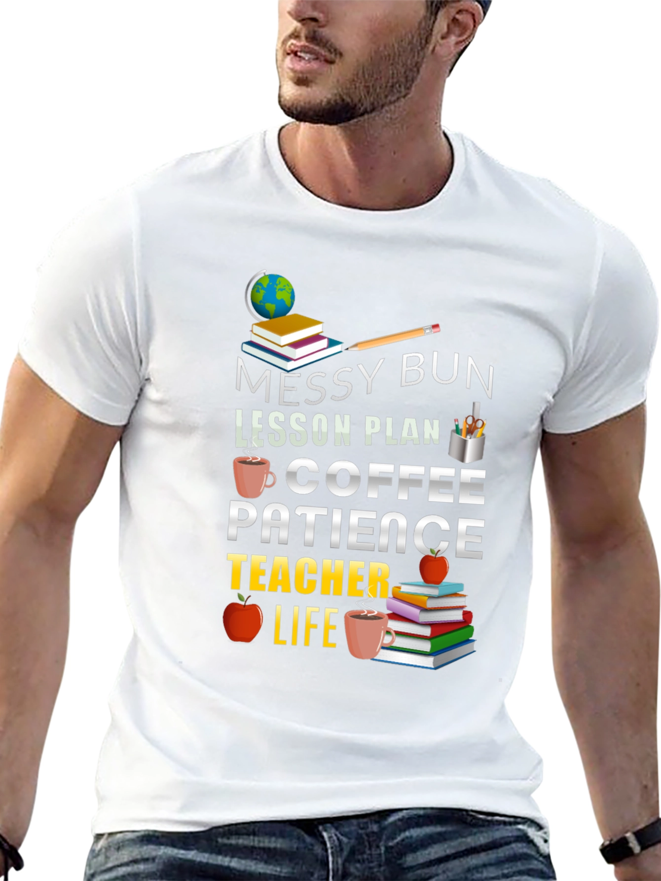 Messy Bun Coffee Teacher Life T-Shirt