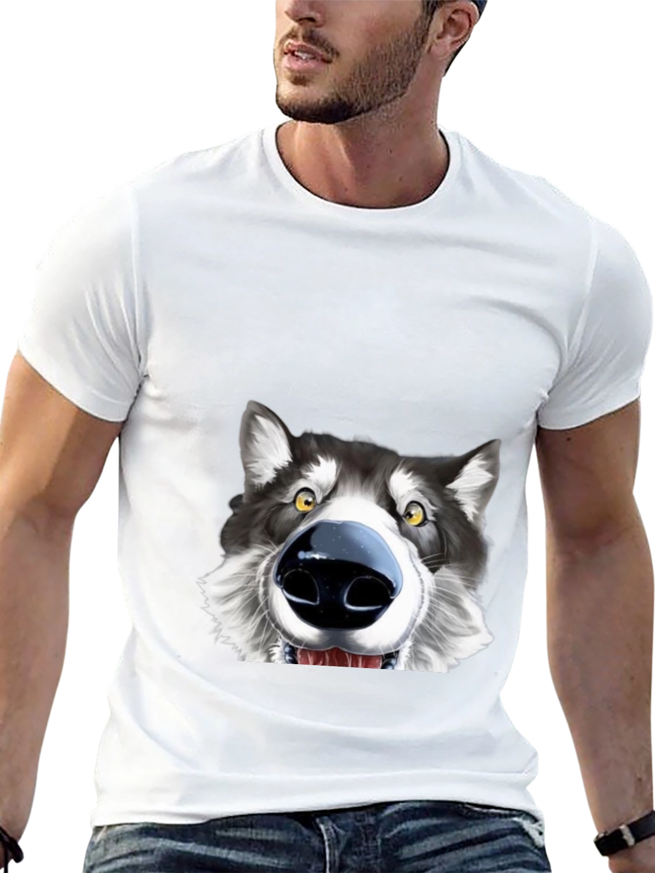 Funny Dog Face Graphic T-Shirt - Unisex Black Tee