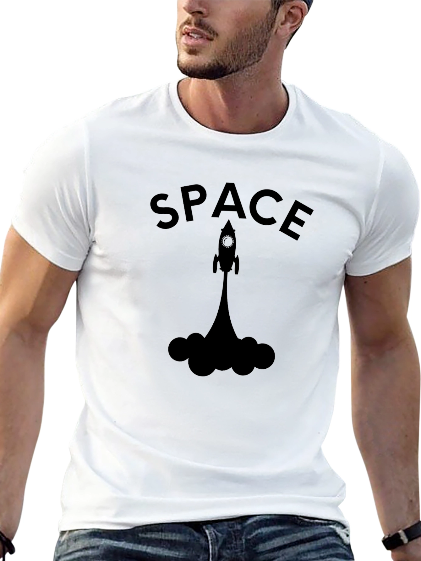 Space Rocket T-Shirt - Black Graphic Tee