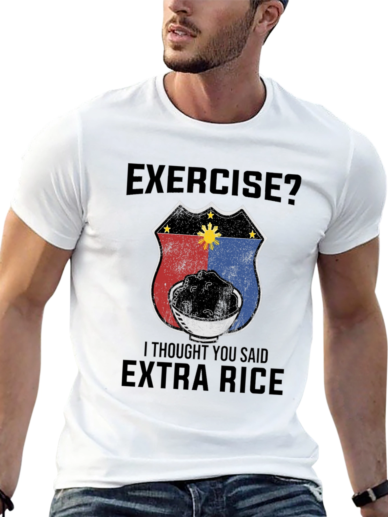 Exercise? Extra Rice T-Shirt - Filipino Foodie Tee