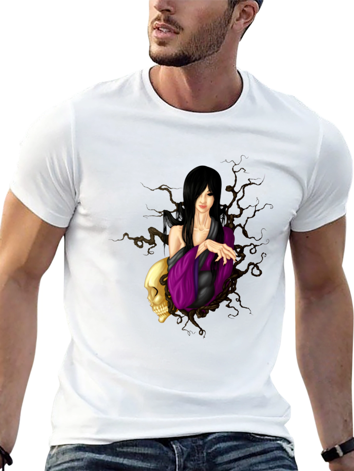 Gothic Woman Skull Black T-Shirt