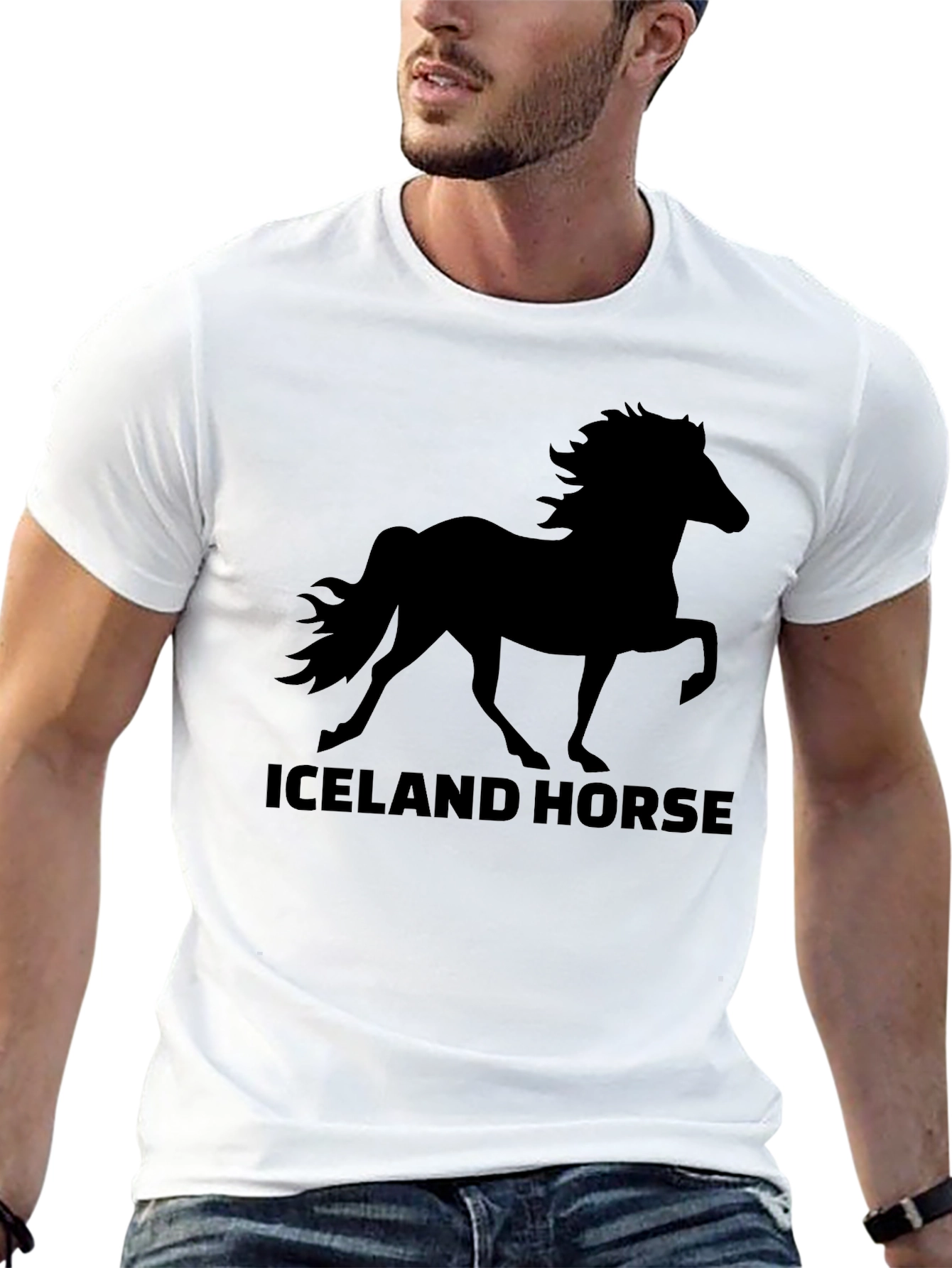 Iceland Horse Graphic Tee - Black Cotton T-Shirt