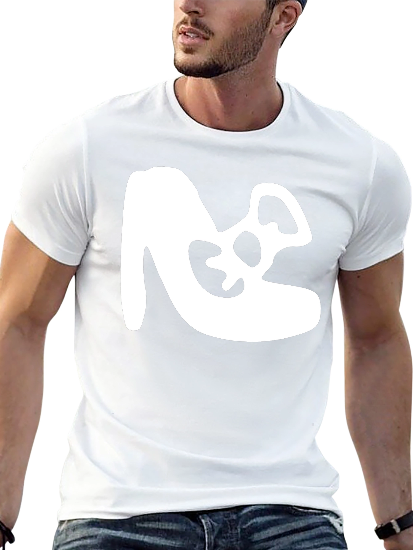 Abstract White Graphic Tee - Black Cotton