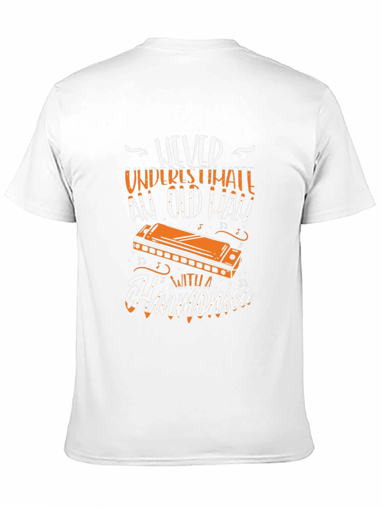 Never Underestimate an Old Man with a Harmonica T-Shirt