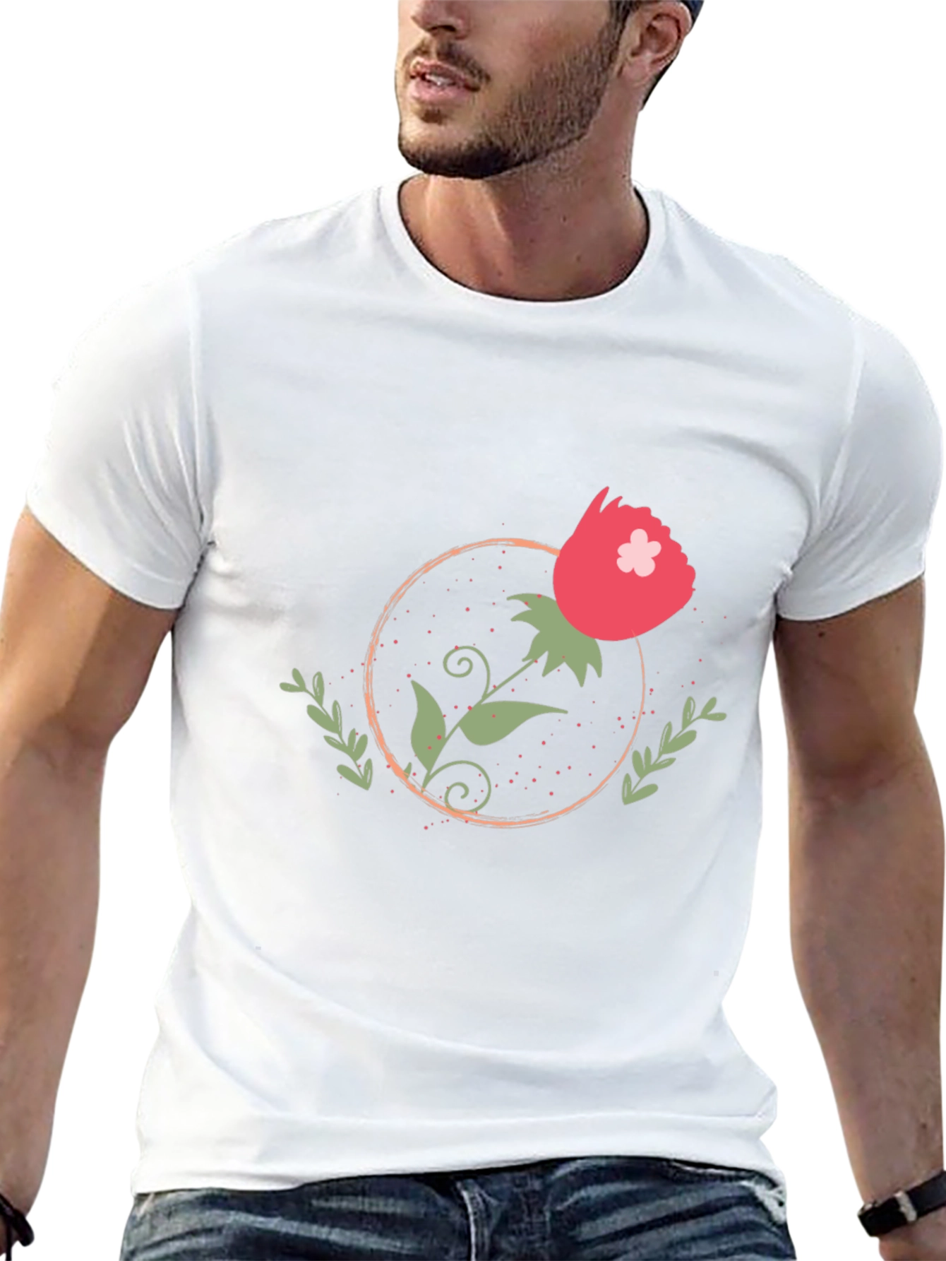 Floral Circle Graphic Tee - Stylish Comfort