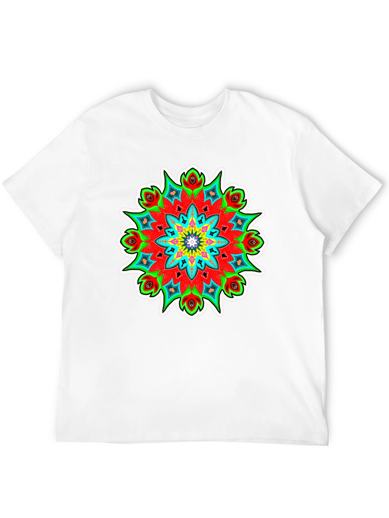 Vibrant Mandala Graphic Tee - Black