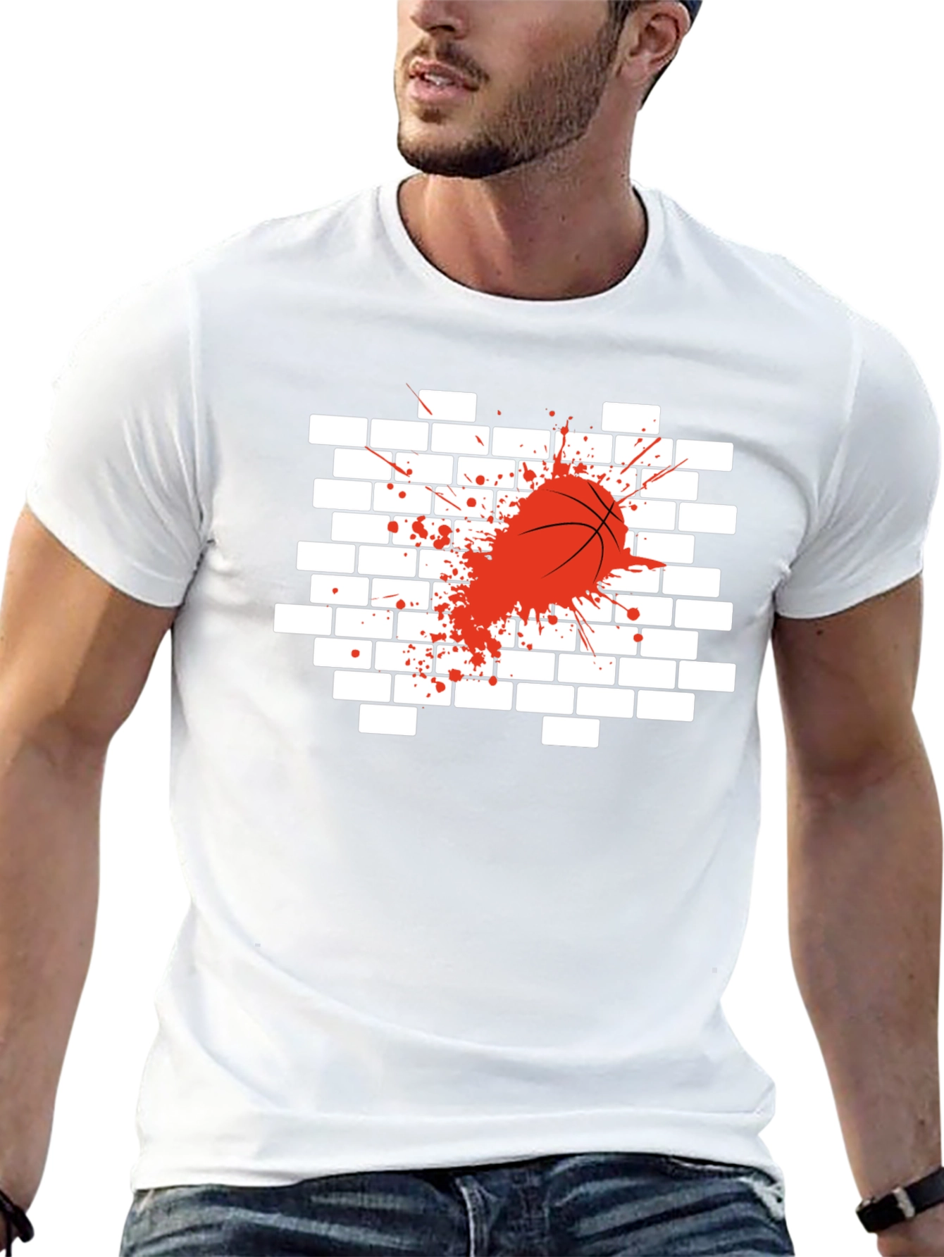 Basketball Through Wall Graphic Tee