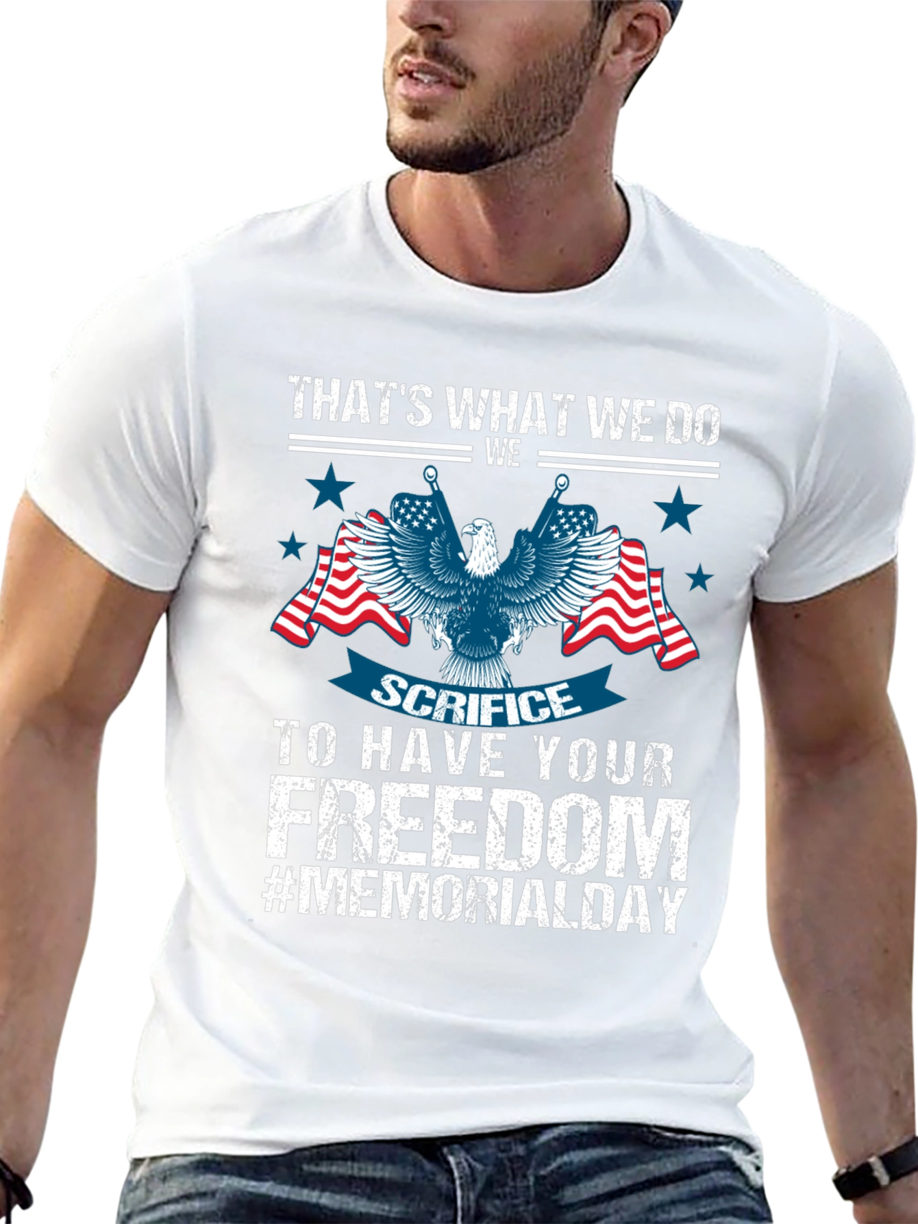 Memorial Day Eagle Graphic T-Shirt