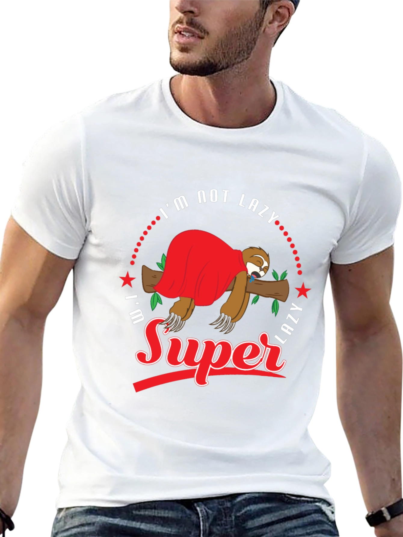 Funny Sloth Super Lazy Graphic Print T-Shirt