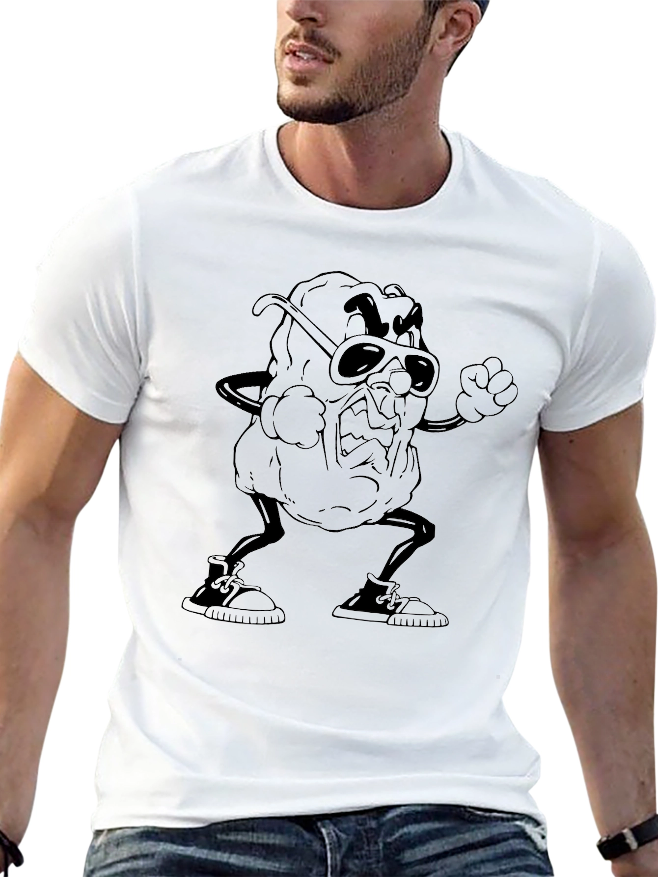 Angry Raisin Cartoon Black T-Shirt