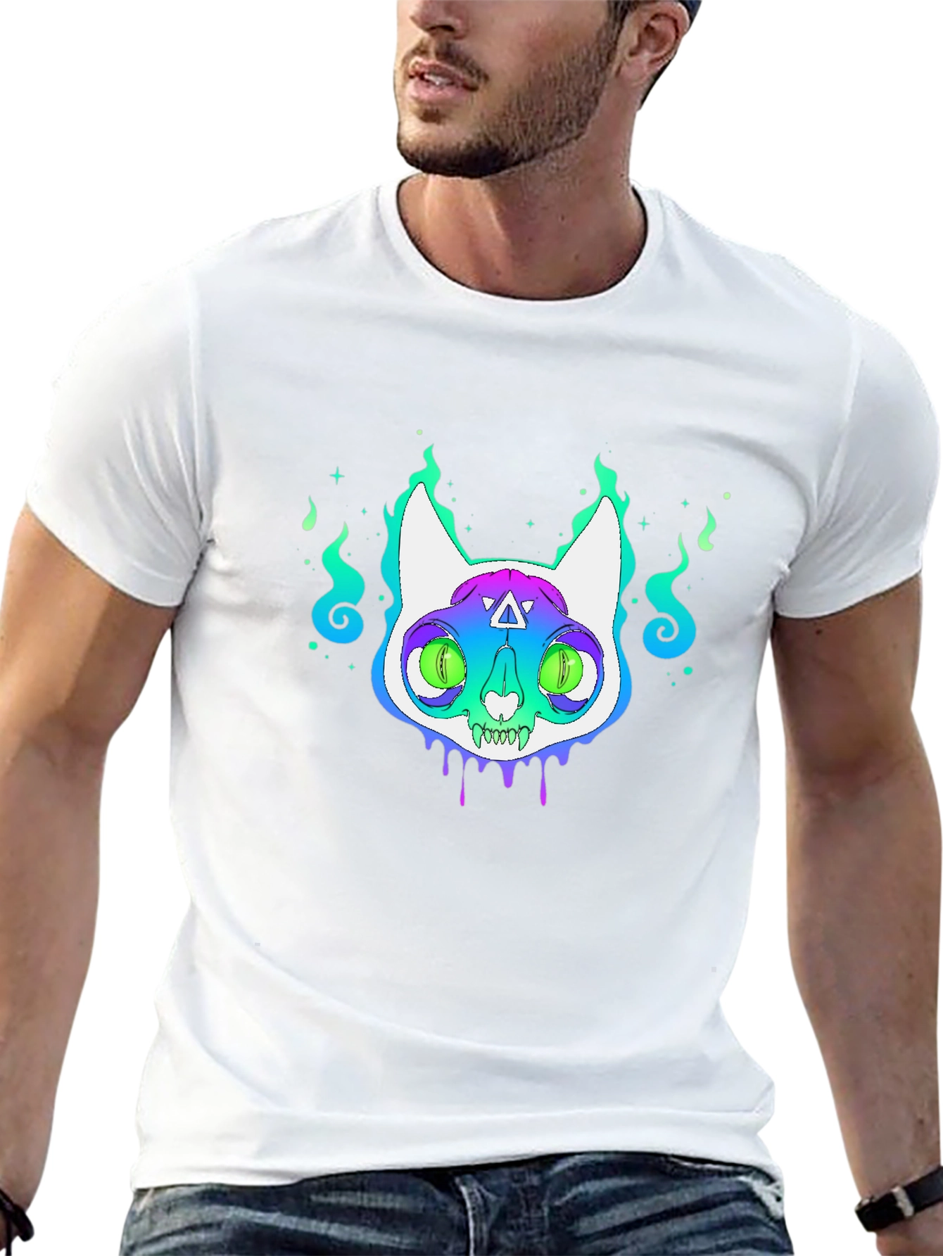 Mystic Cat Graphic Tee - Unisex Black T-Shirt