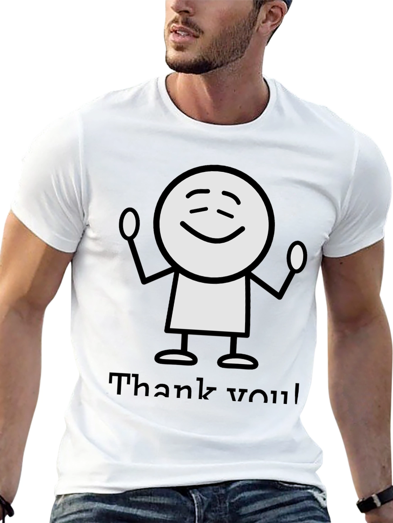 Funny Thank You Stick Figure Graphic Tee