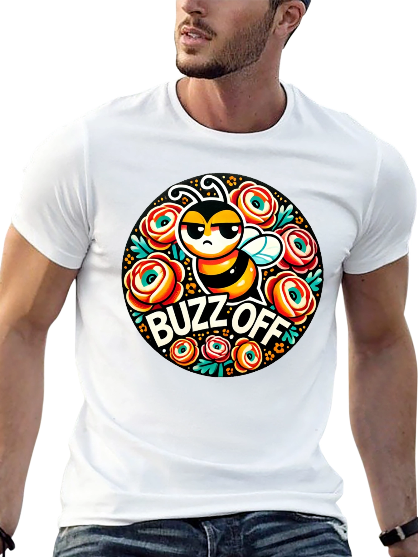 Buzz Off Bee Graphic T-Shirt - Black