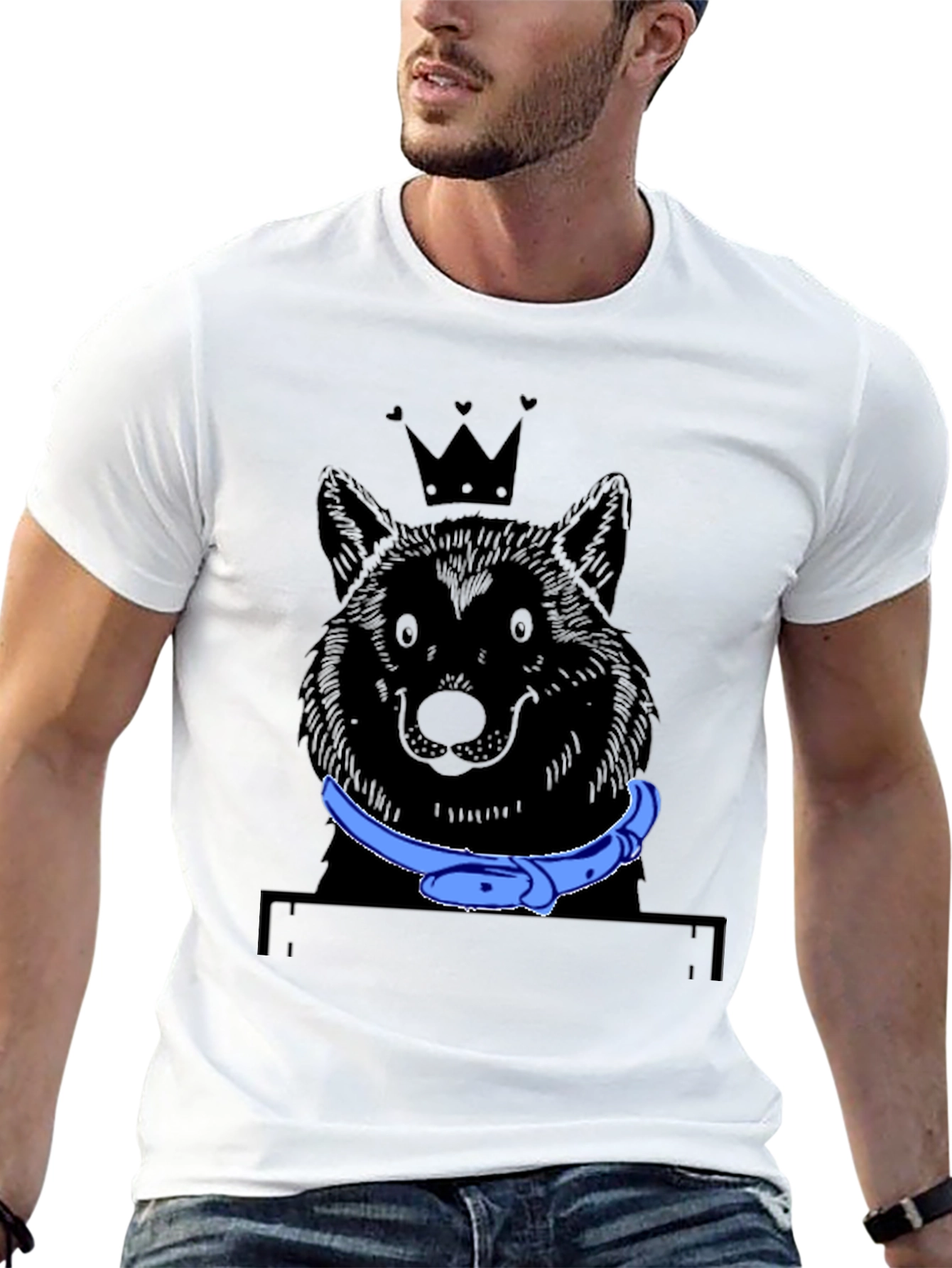 King Wolf Graphic Tee - Black Cotton T-Shirt